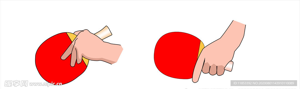 乒乓球拍握法示范图