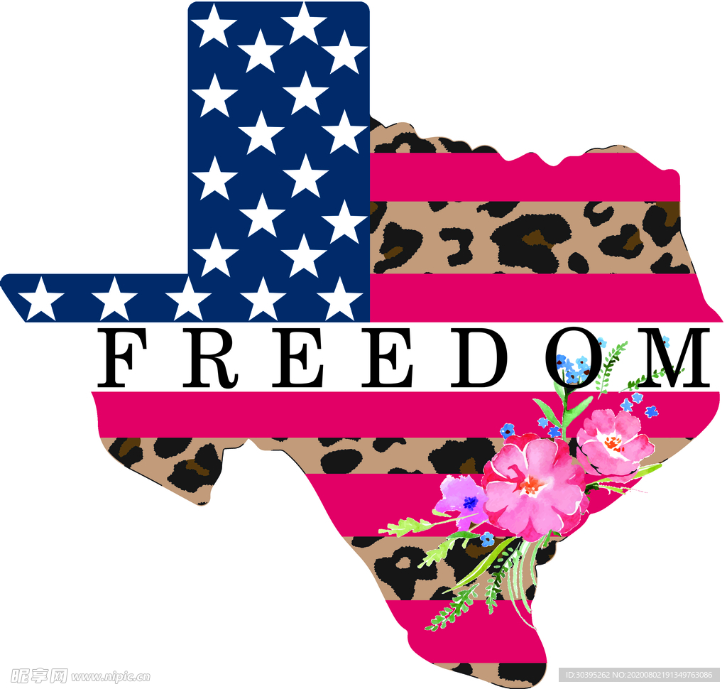 美国 星星 豹纹 手绘花 大牌