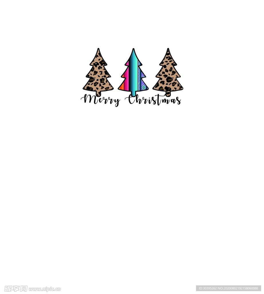 圣诞树 松树 色块 渐变 英文