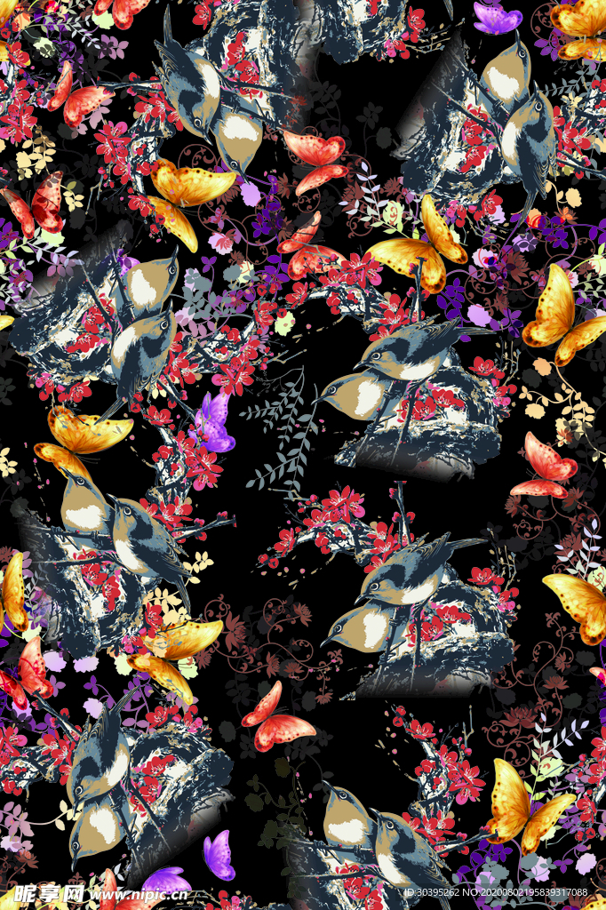 手绘花 鸟 花 水彩花 树枝