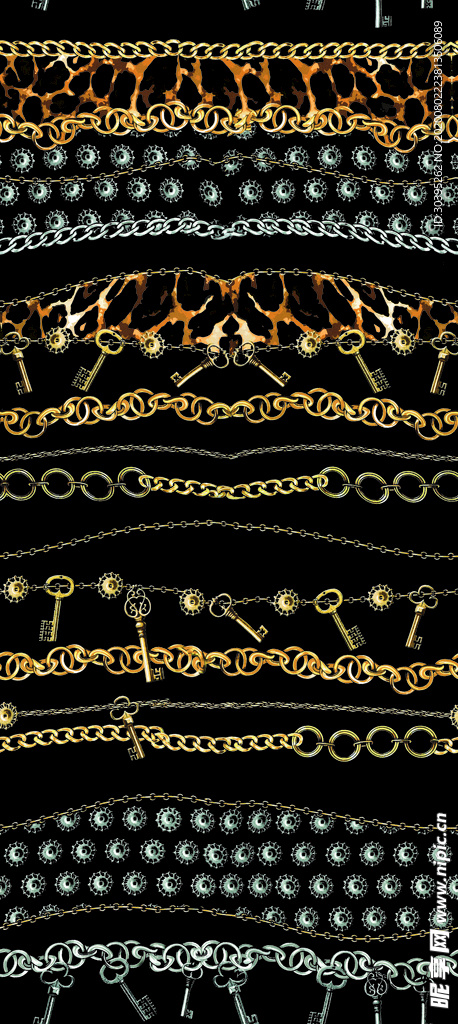 数码 豹纹 链条 钥匙 大牌