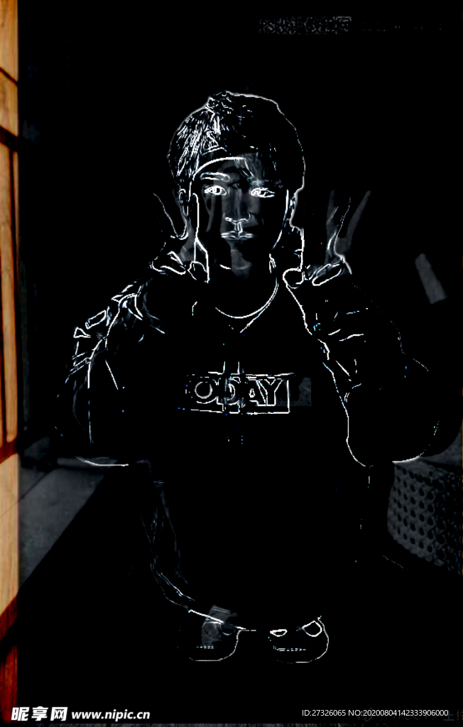 制作真人人像黑板粉笔画效果的P