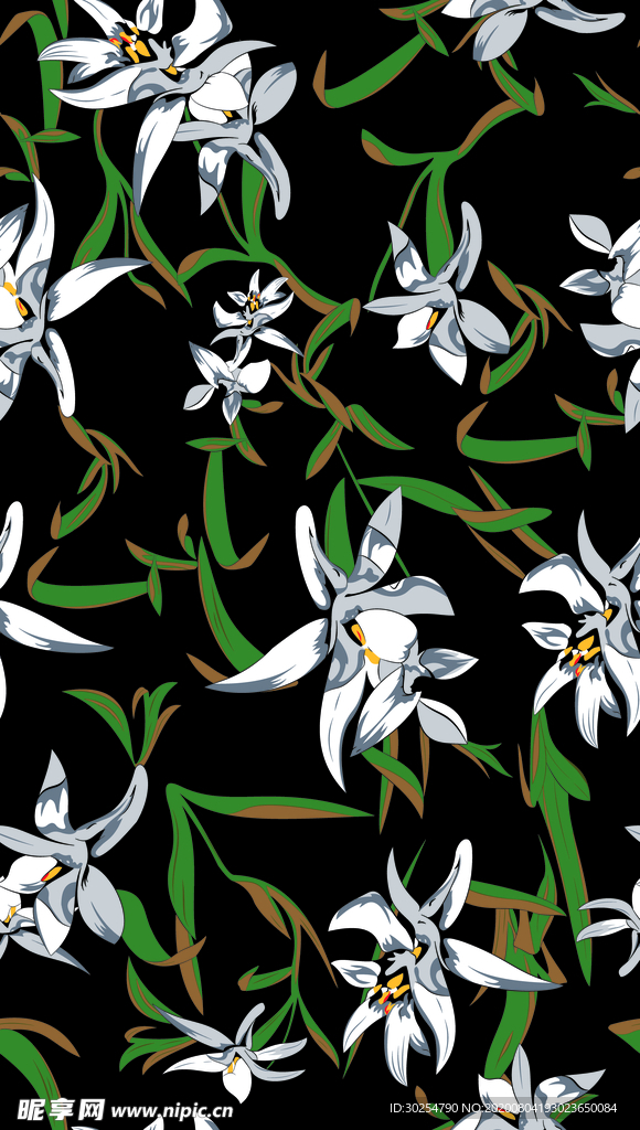 手绘花 数码印花