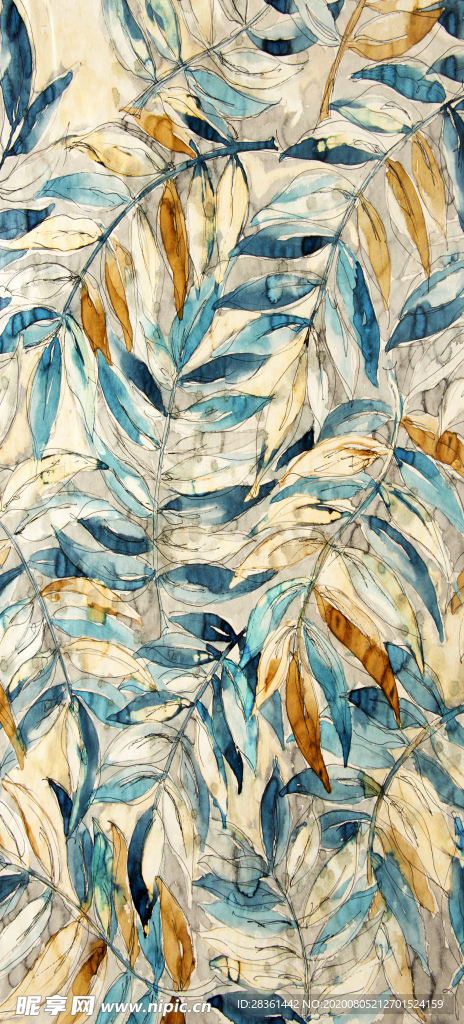 欧美风格 抽象壁画 叶子图案贴