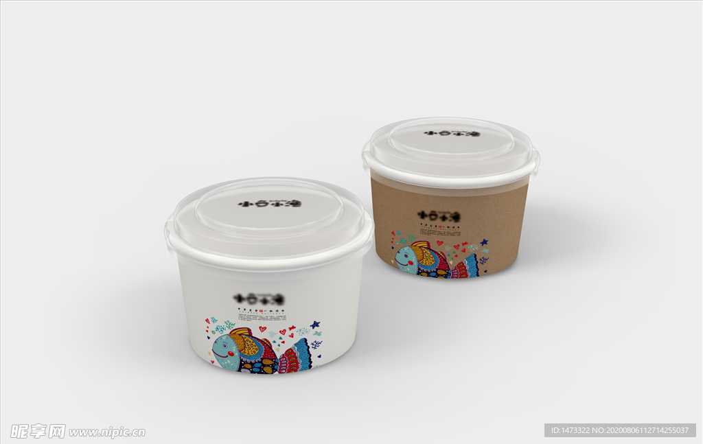 火锅店打包外卖包装贴图样机