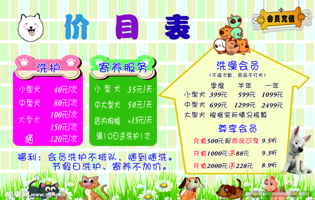 狗狗价目表