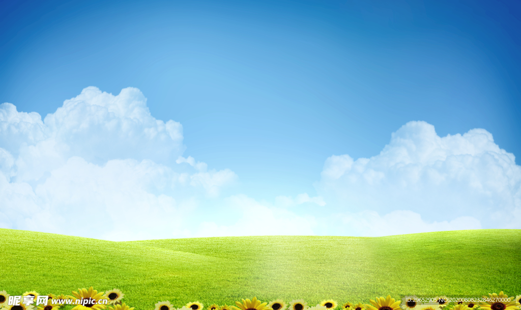 蓝天白云草地