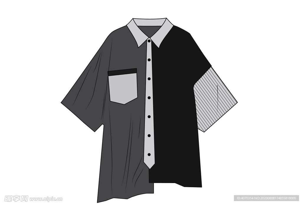 衣服不对称衬衣混搭衣服潮流服