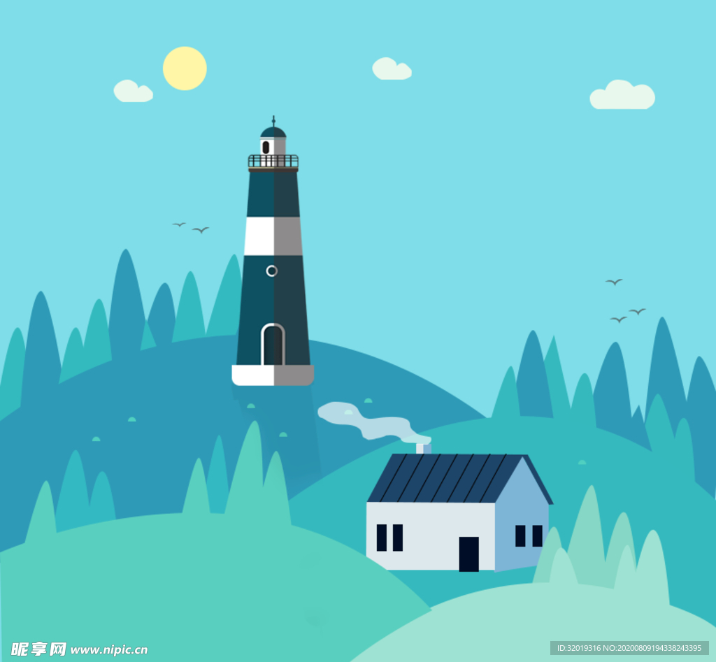 山与灯塔