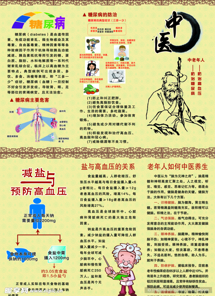 老年人高血压糖尿病 三折页