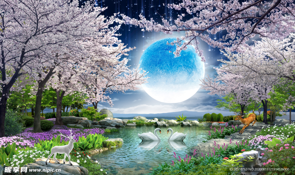 花好月圆背景墙