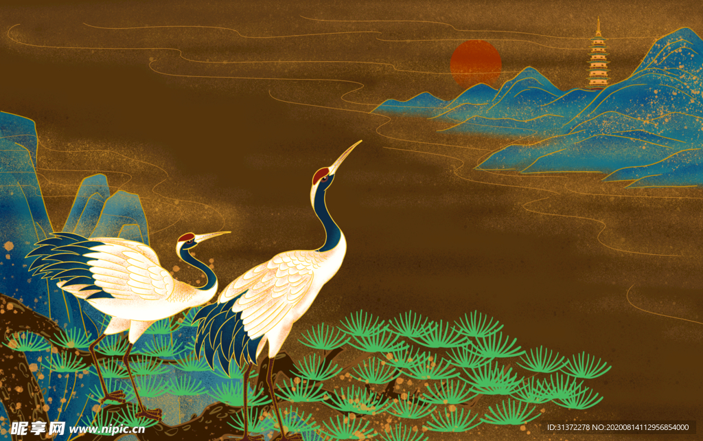 仙鹤海报背景图片