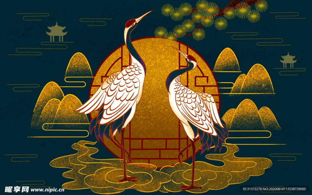 仙鹤海报背景图片