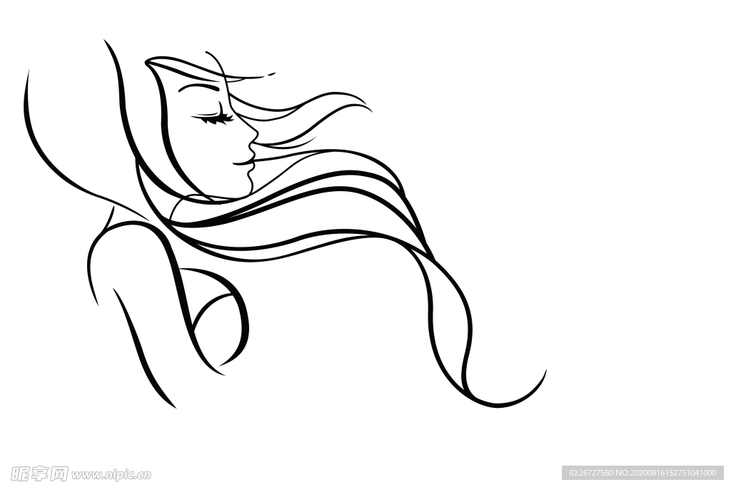 线条 黑白 侧脸 女人 jpg