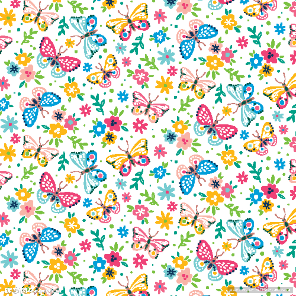 蝴蝶 花朵 昆虫 印花