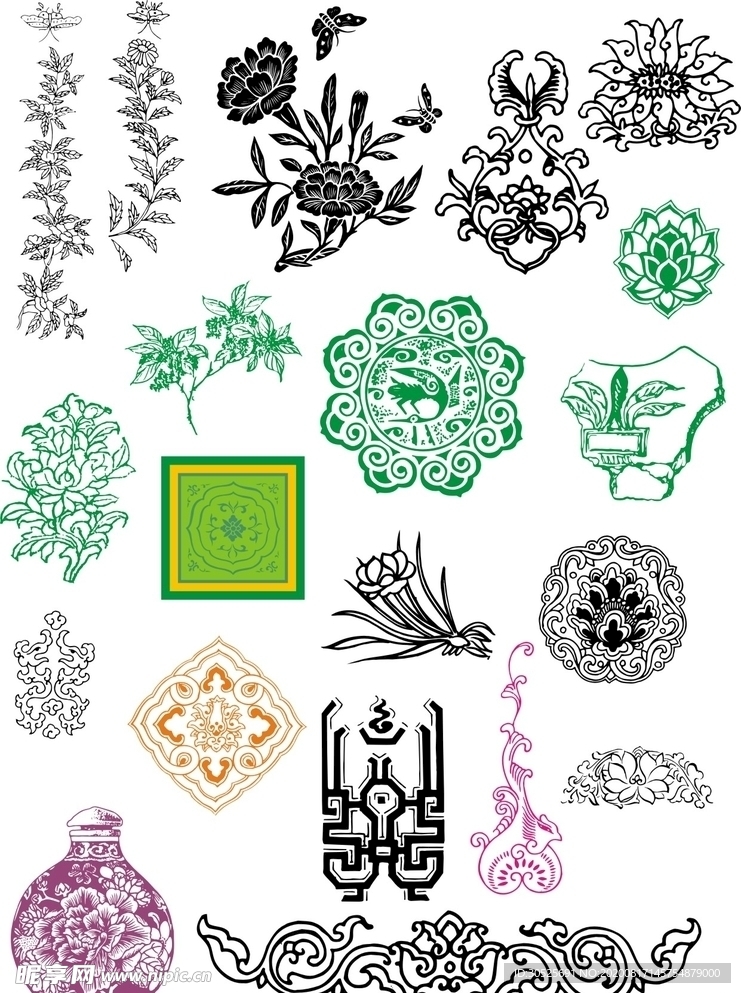 花卉纹饰   花卉黑白图案