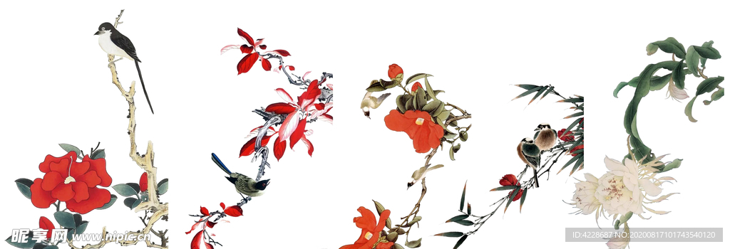 素材 中国风 油墨画 花 香