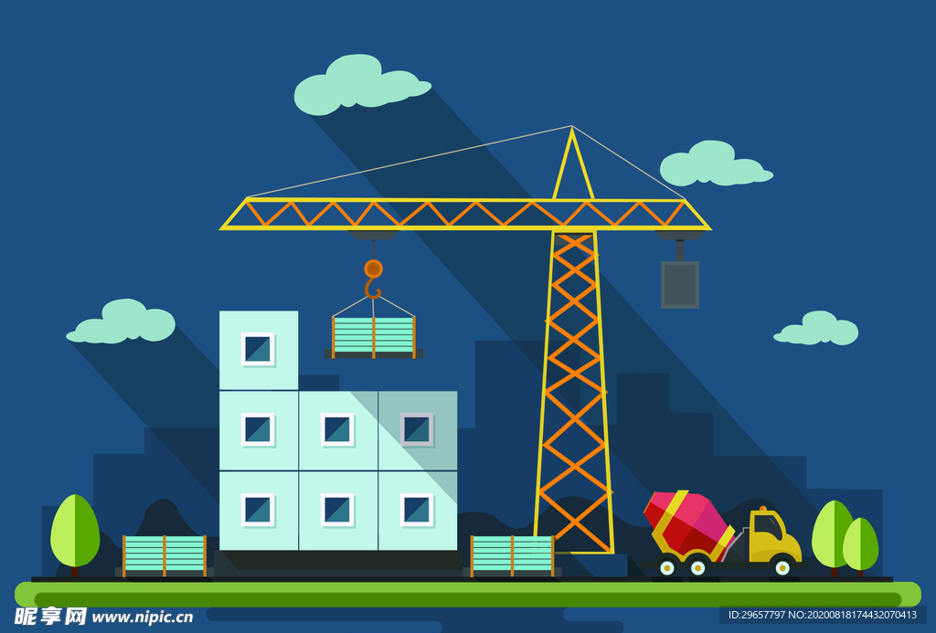 矢量建筑工地插画素材