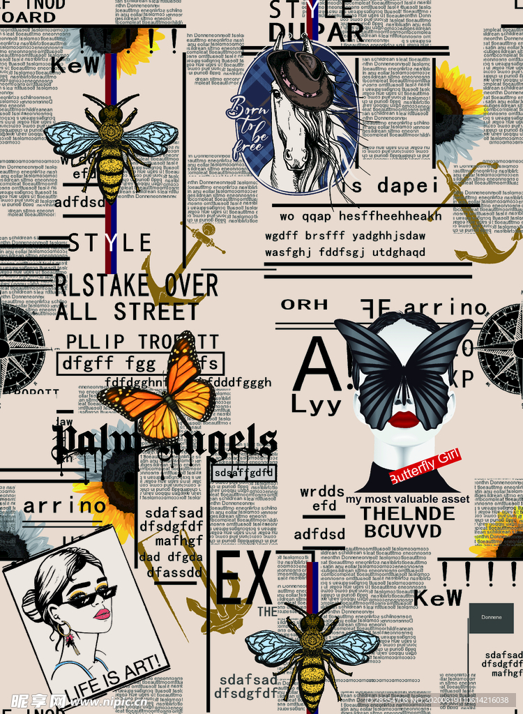 大牌 报纸 卡通 蝴蝶