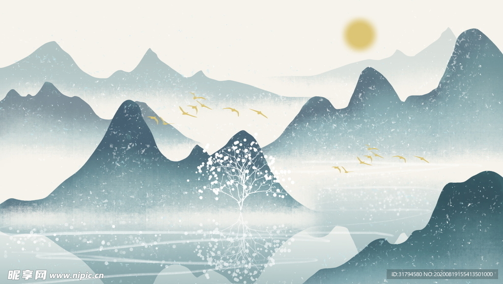 中国风山水背景