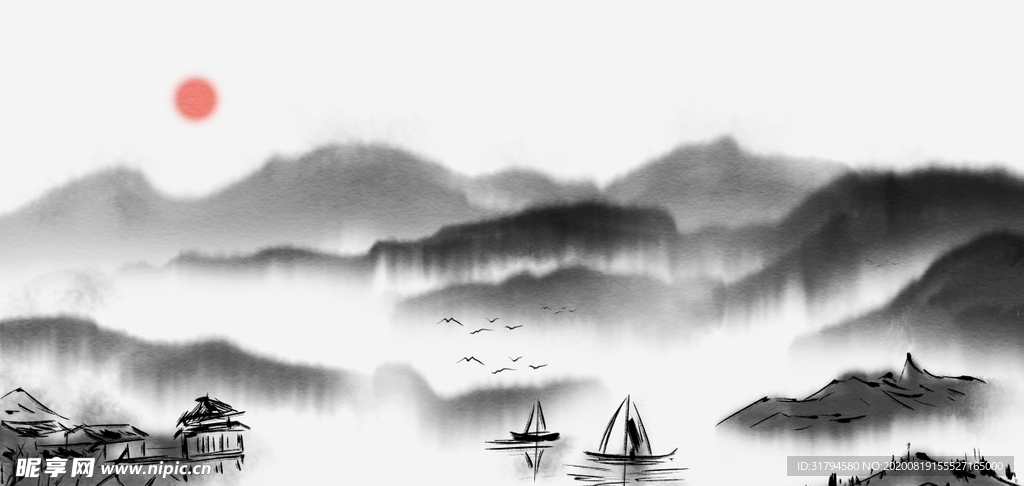 中国风山水背景