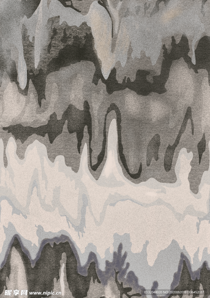 现代抽象水墨印花地毯图案设计