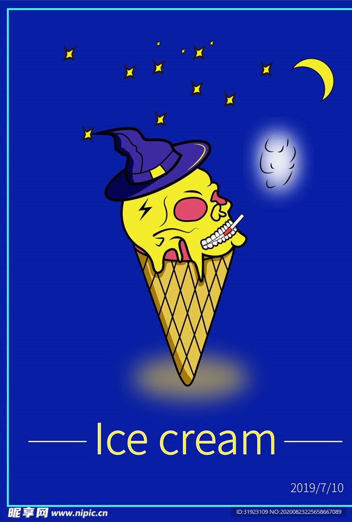 冰激凌骷髅插画