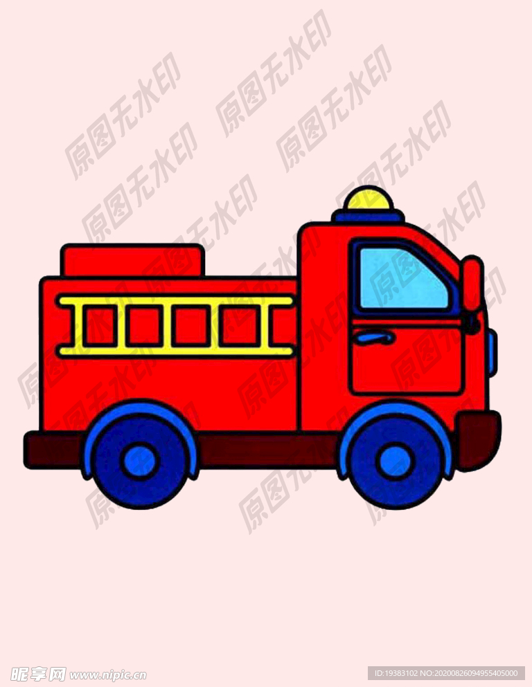 消防车卡通简笔画免抠