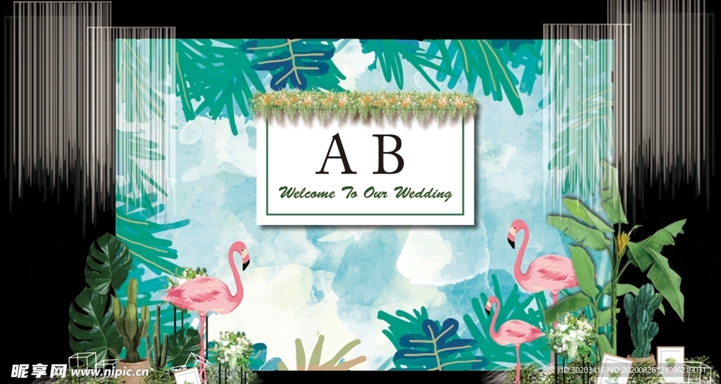 火烈鸟背景婚礼