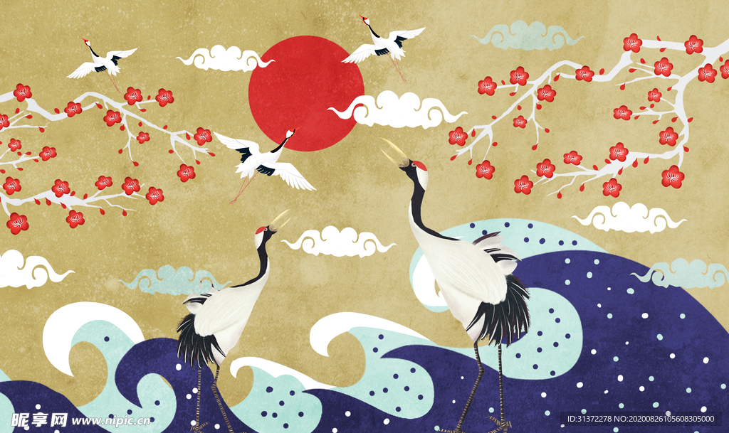 仙鹤海报背景图片