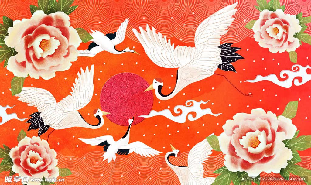 仙鹤海报背景图片