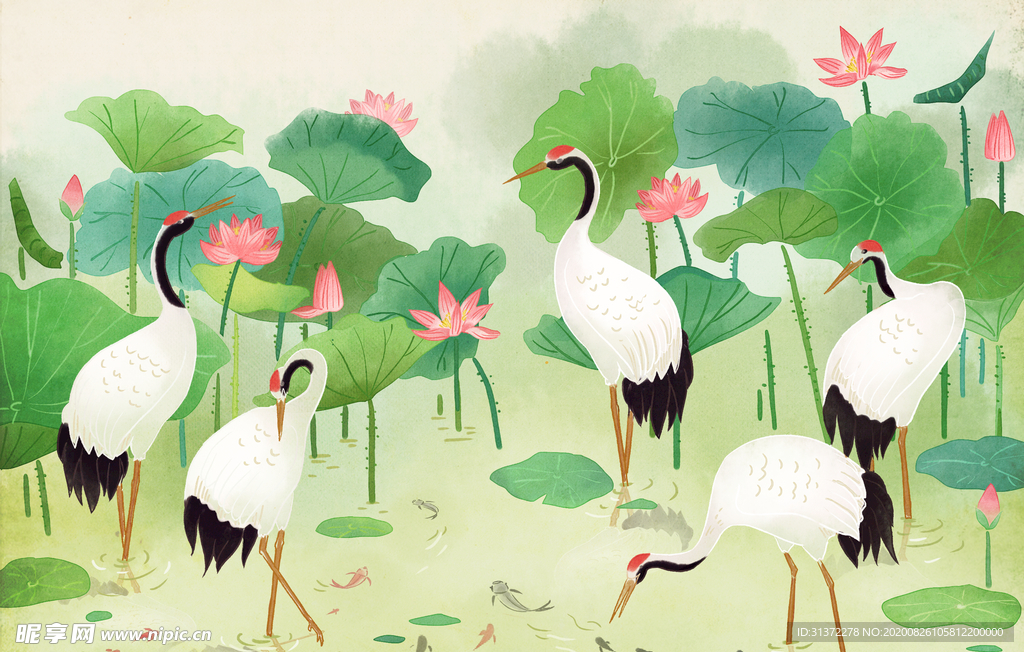 仙鹤海报背景图片