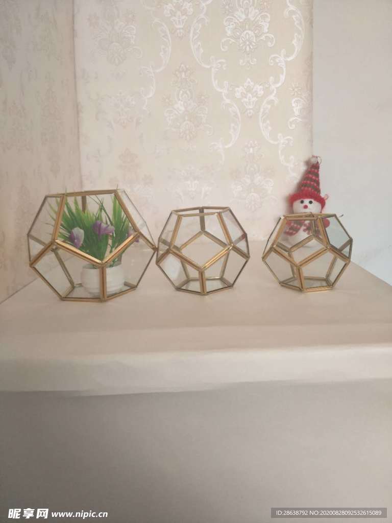 几何玻璃花房摆件实拍图