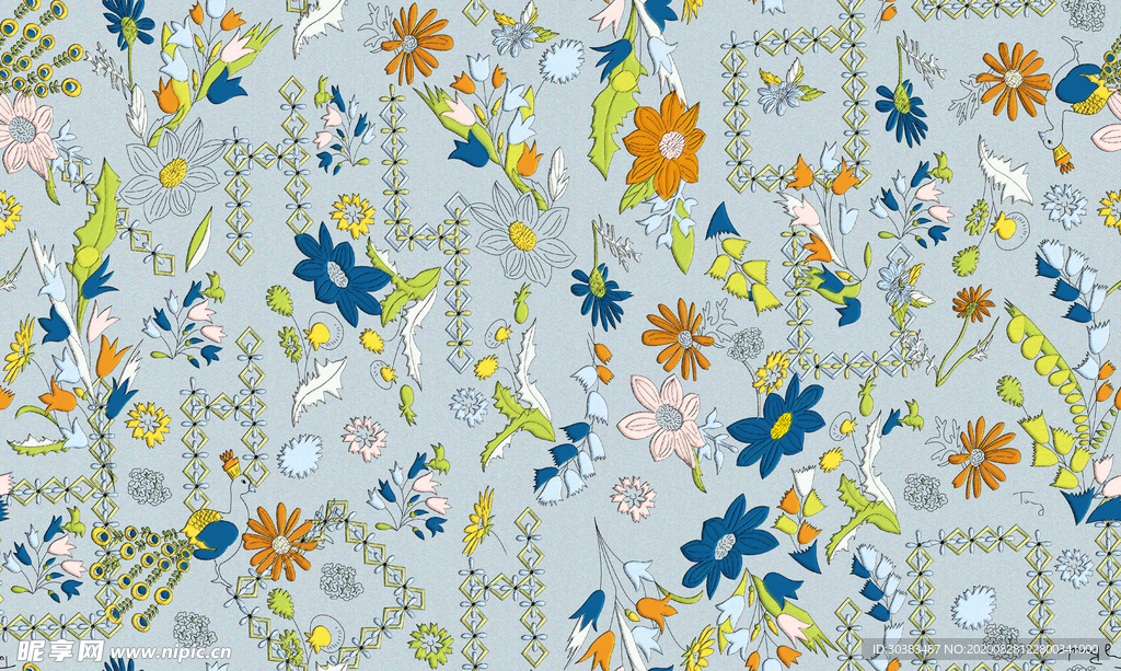 孔雀花 刺绣效果