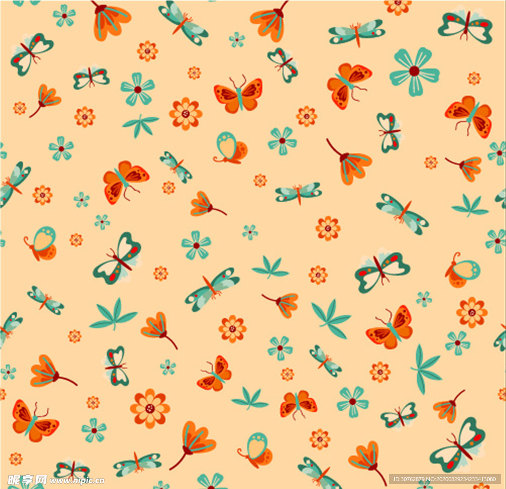 精美蝴蝶花纹印花服装图案花朵