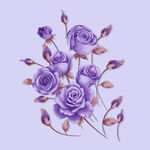 玫瑰高清手绘花卉印花