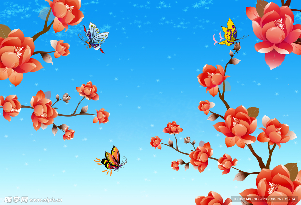 玫瑰花牡丹花海棠花百合花蝴蝶