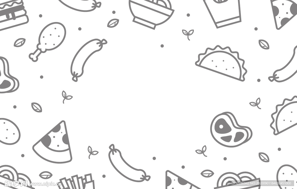 手绘西式快餐食物背景