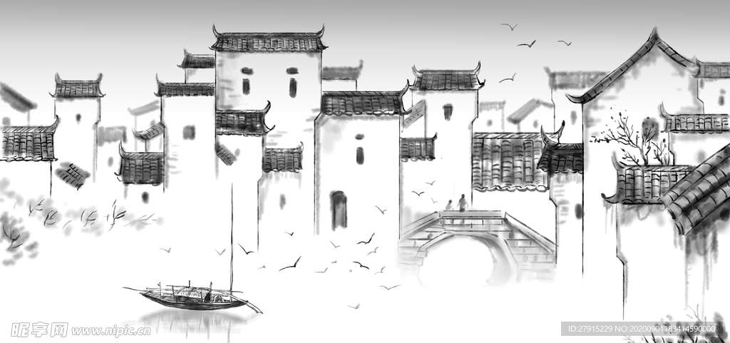 江南水乡背景墙