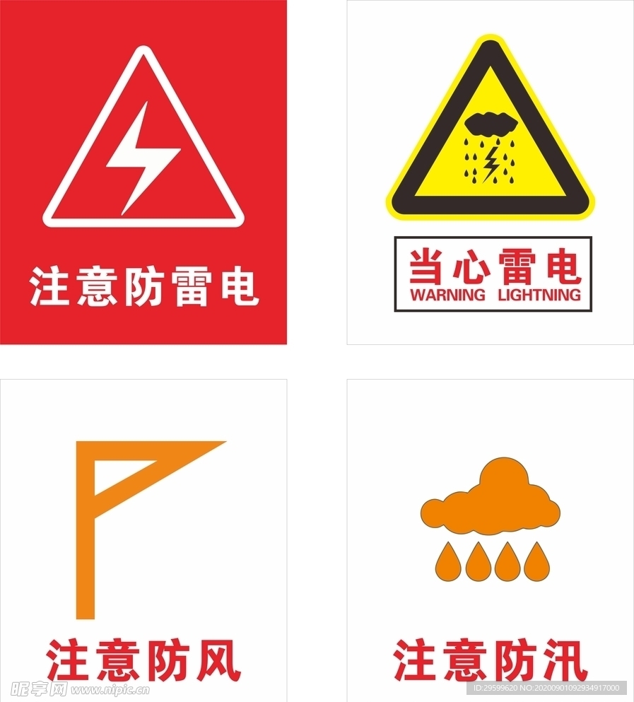 注意雷电警示标示