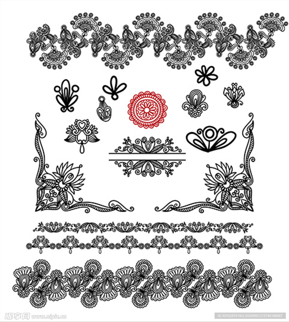 剪纸中国风古典花纹窗花底纹印花