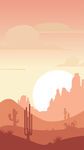 矢量沙漠落日小插画