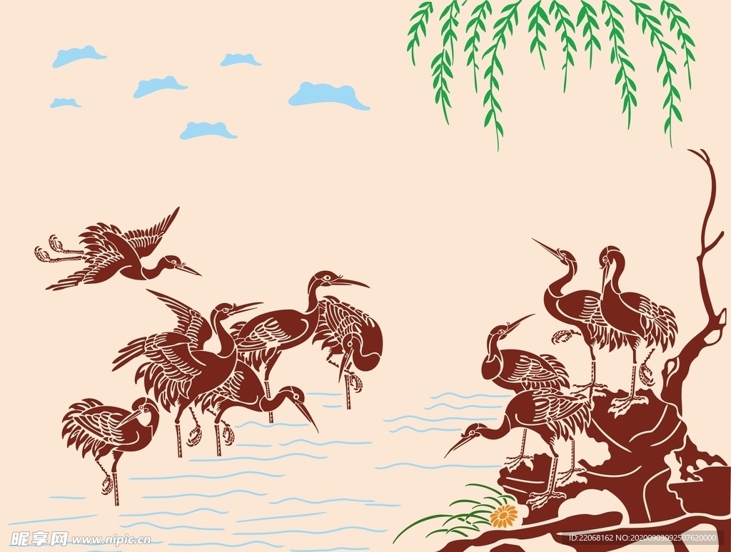 硅藻泥鹤叶子背景