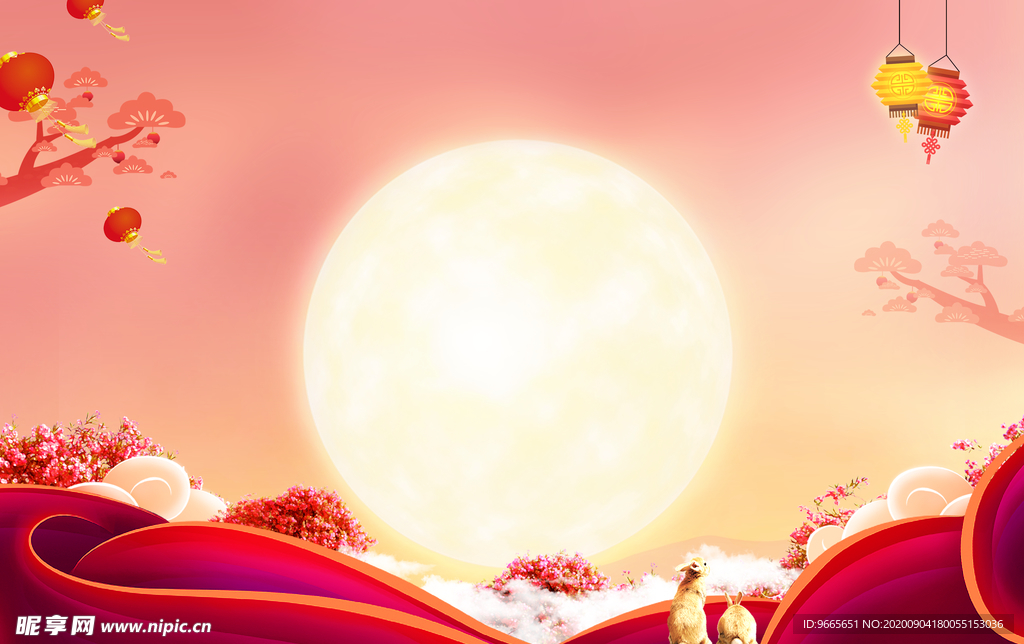 国庆 中秋 灯笼 红色 祥云