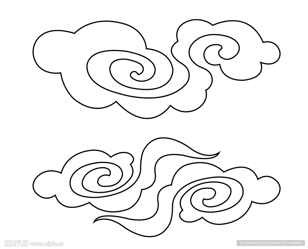 云朵雕刻线描图