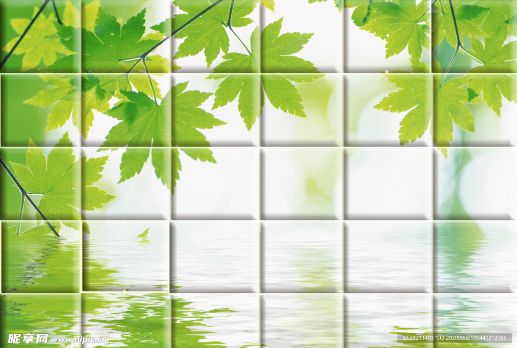 枫叶水纹博文格子图背景墙壁纸壁