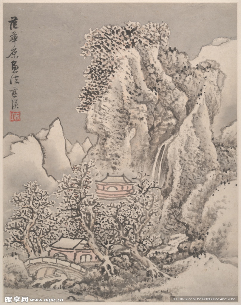 传统山水水墨国画