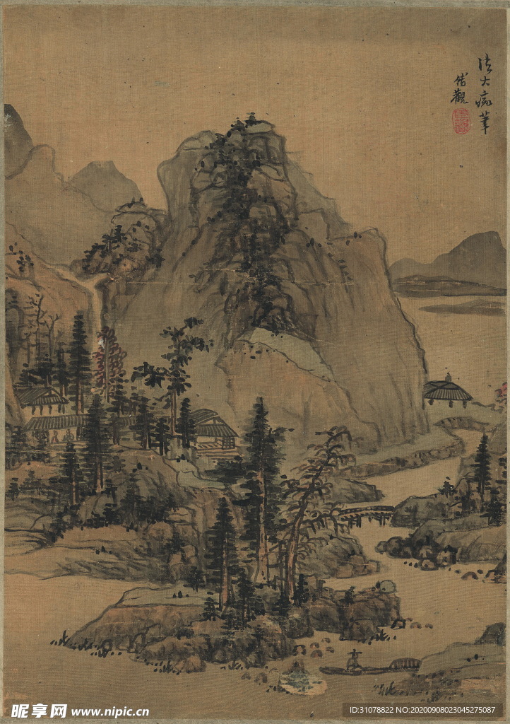 传统山水水墨国画