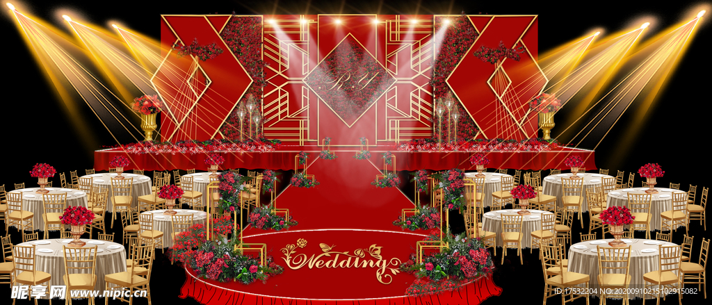 红金婚礼效果图