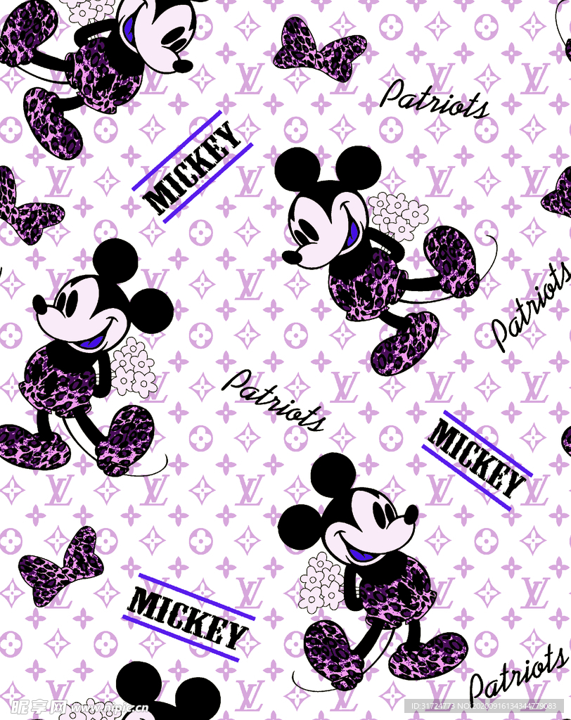 米奇  古驰  字母 数码印花